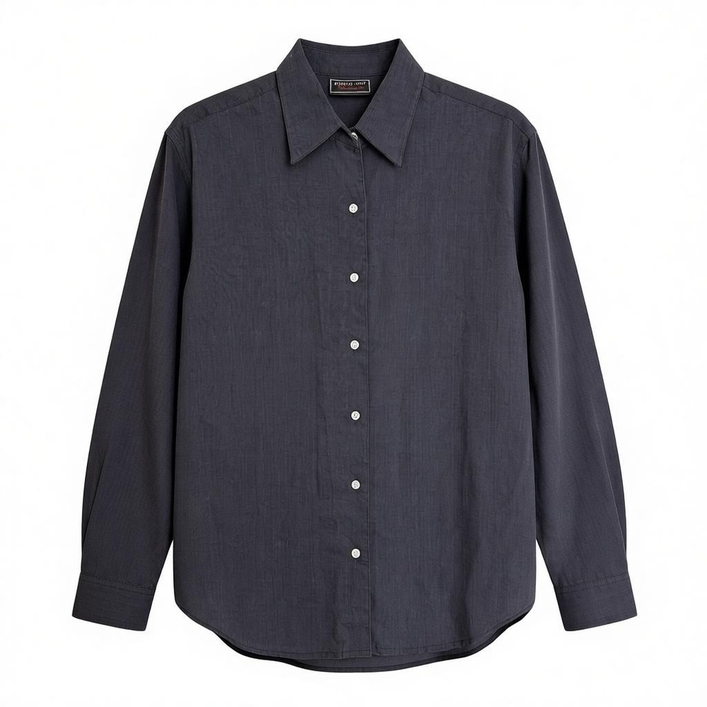 Vintage Bugle Boy Grey Button Down Shirt Size M Cotton Long Sleeve Office 90s